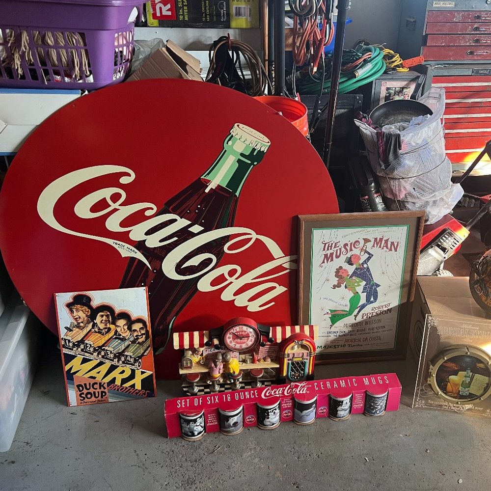 Coca-Cola round sign and other goodies